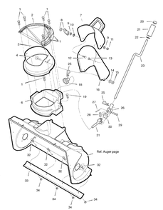 Chute System Diagram and Parts List for 622594X16NA-ST0522 2006 Briggs and Stratton Snow Blower